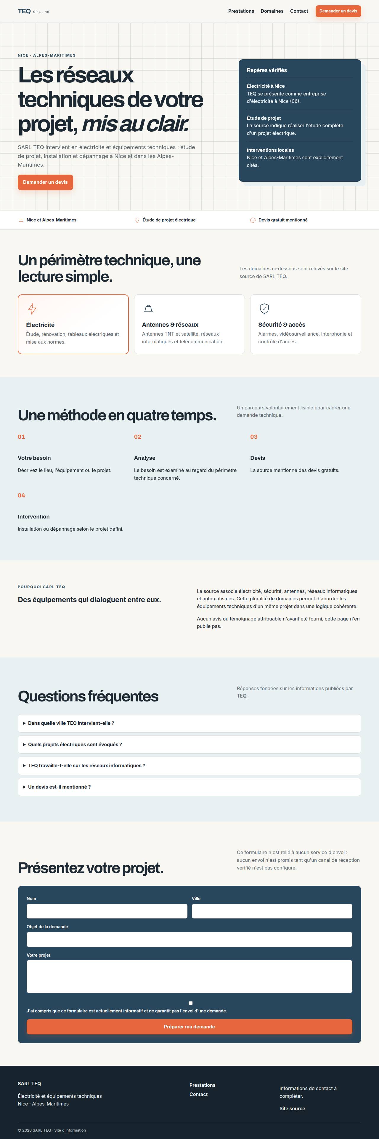 Site internet SARL TEQ créé par Scalance