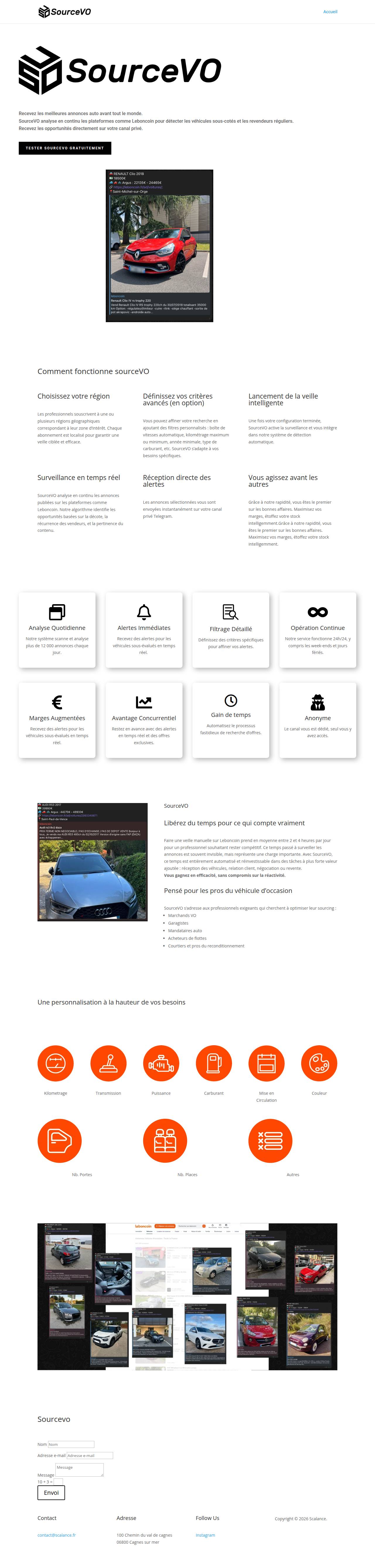 Site internet SourceVO créé par Scalance